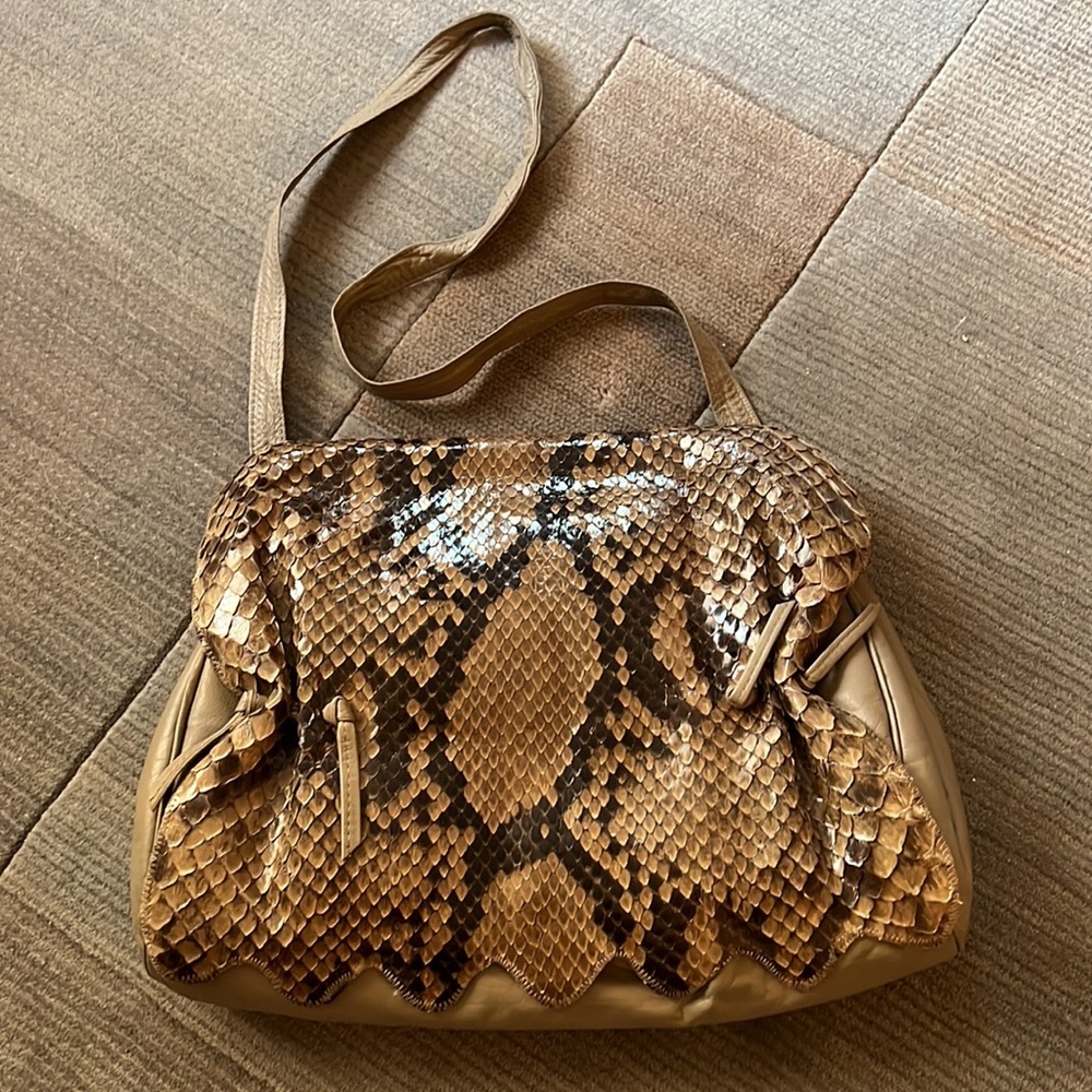 Handbag Real Genuine Python And Leather 14”X12”, … - image 4